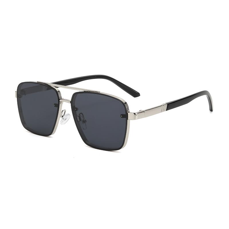 Oversize Retro Double Bridges Polygon Square Metal Sunglasses UV400 Gradient Shades Fashion Men Women Trendy Sun Glasses