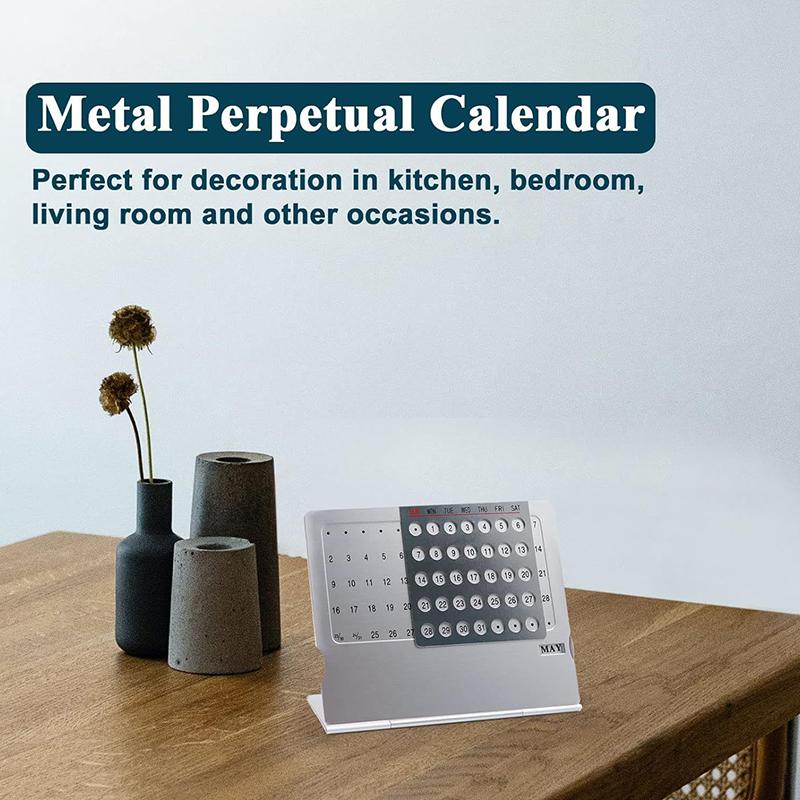 WTEMPO Metal English Desk Calendar DIY Home/Classroom /Store Perpetual Calendar Decorative Craft Gift Unlimited Years To Use