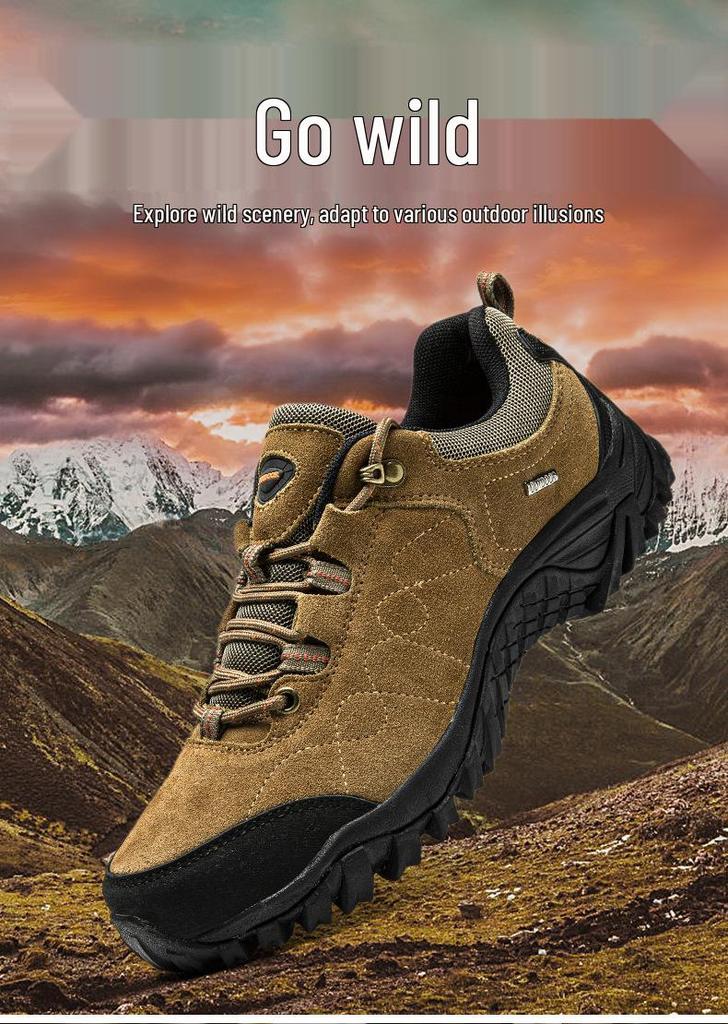 Men's Lightweight Non-slip Breathable Cowhide Hiking Shoes for Autumn and Winter