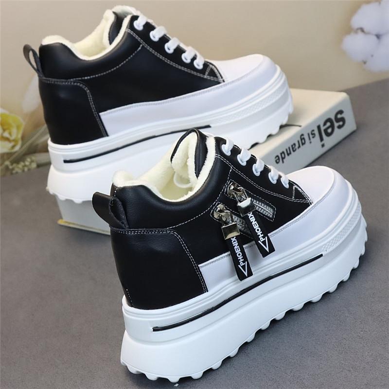 Fashion Women Sneakers Casual Platform Trainers White Shoes 10CM Heels Autumn Wedges Breathable Woman Height Increasing Shoes