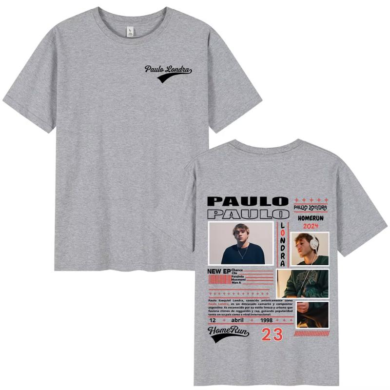 Rapper Paulo Londra Album Merch Tshirts Unisexs Women Clothing Fashion Hip Hop Oversized T Shirts Cotton Cozy Short Sleeve Tshirt