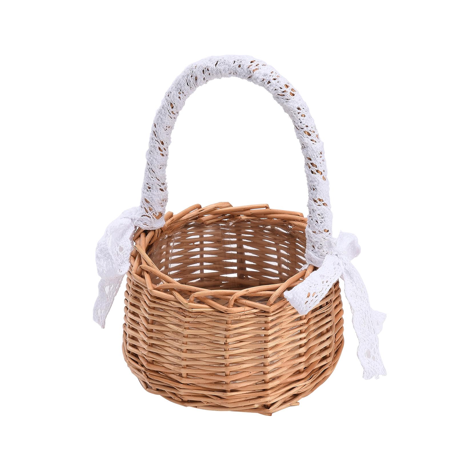 Плетеная корзина для девочки с цветами с ручкой плетеная вручную из ротанга корзины для хранения искусственных цветов для дома свадьбы дня рождения S Type 1 890₽