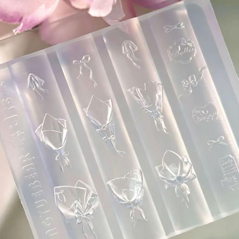 Silicone Nail Art Mold Flower Bouquet Vase Design 3D Diy Nail Decorations Manicure Mold Nail Accessories