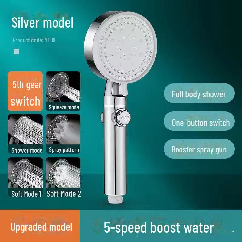 Black Warrior Super-boost Multi-function Shower Head Set - Five-speed Adjustable