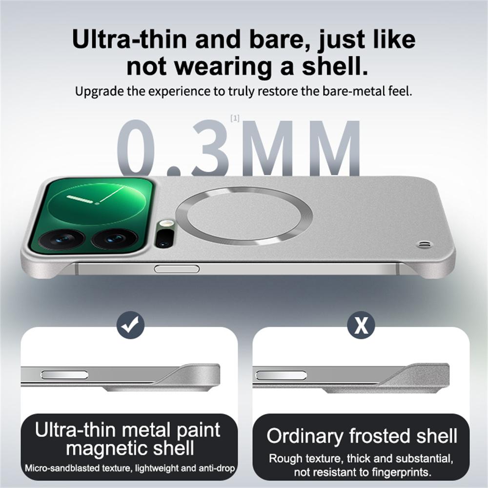 Plating Metallic Color Frameless Magnetic Phone Case For Xiaomi 15 17 Pro Max 14 13 Ultra For Magsafe Ultra-thin Cover