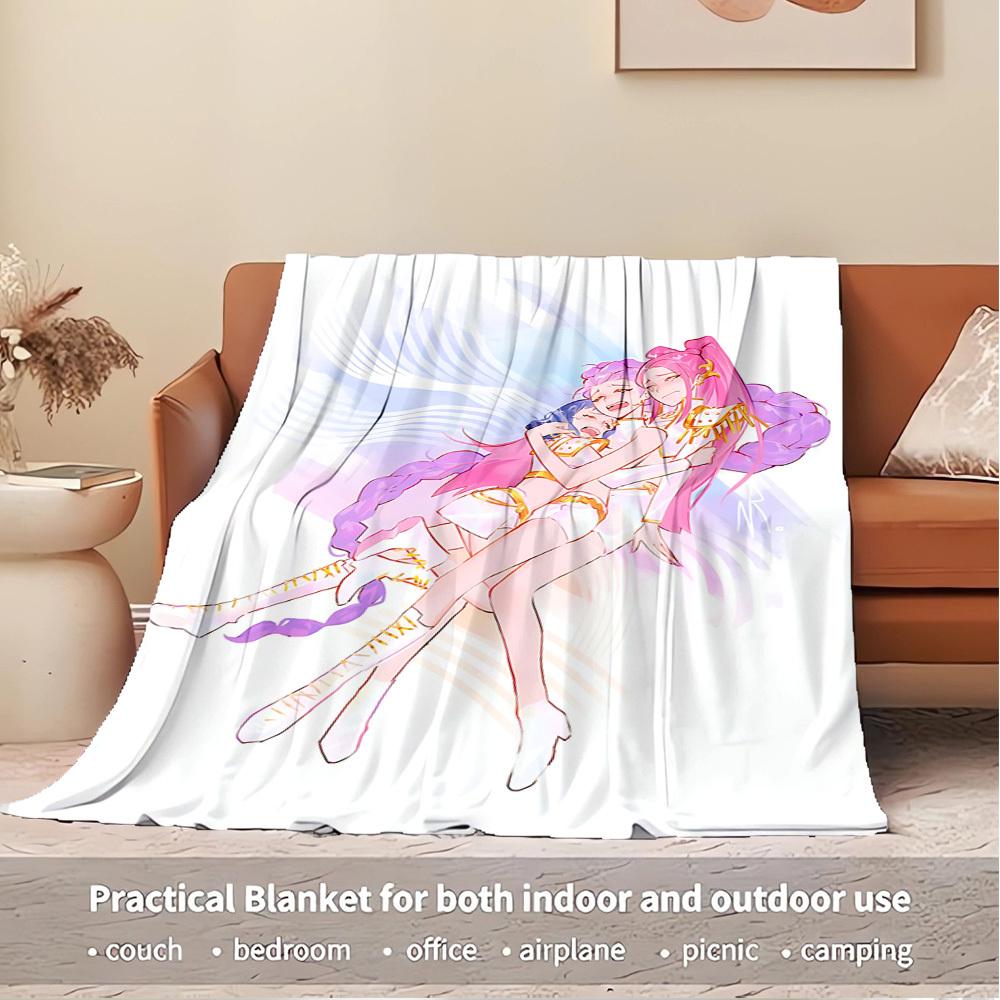K-POP Anime Girls Group Four Seasons Soft Warm Blanket All-Season Thick Knit Polyester Bedspread for Bed, Camping, Travel Perfect Gift