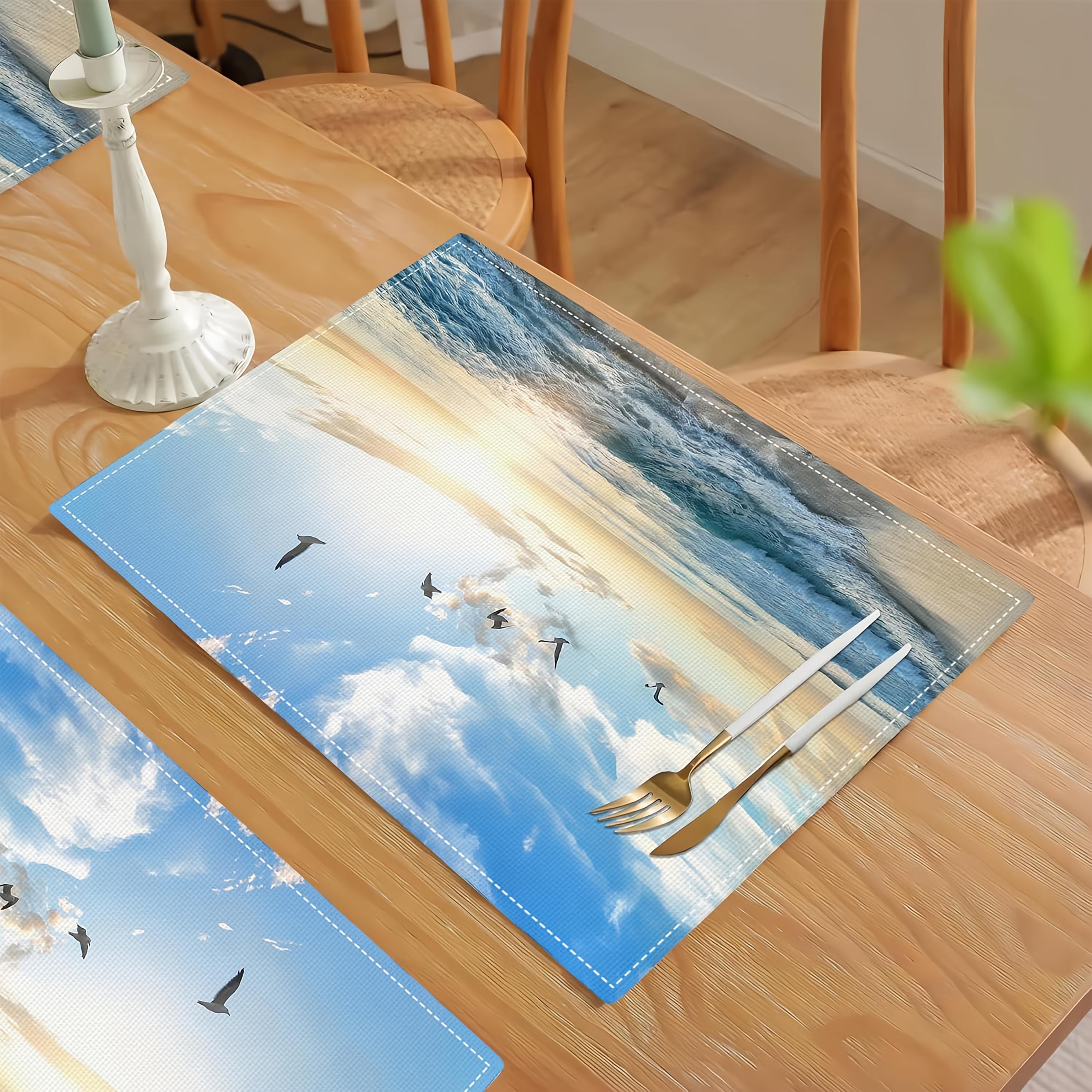 

1 шт. Пляжные салфетки-подставки Морская тематика Океан Настольные коврики Восход Птица Подставки под тарелки для вечеринки Кухня Столовая Декор 1PC 30X45cm