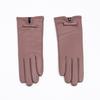 Ladies' Genuine Leather Warm Gloves Flesh Colored Fashionable Commuting Bow Button Style Clothing Matching