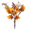 Artificial Fall Bouquet with Fabric Pumpkins Maple Leaves Wheat Berries, Fake Flowers And Autumn Home Decor for Thanksgiving Centerpieces, Seasonal