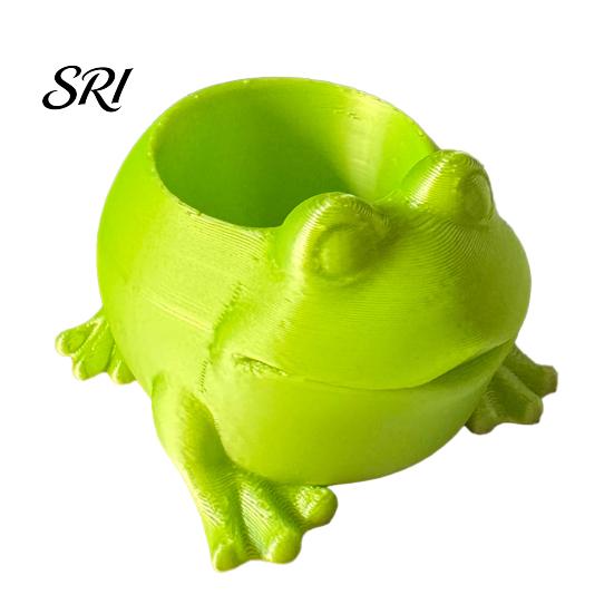 Mini Succulents Pot 3D Printed Frog Planter Indoor Outdoor Animal Shape Compact Flowerpot Herb Plants Flower Container Home Balcony Garden Decoration зелёный