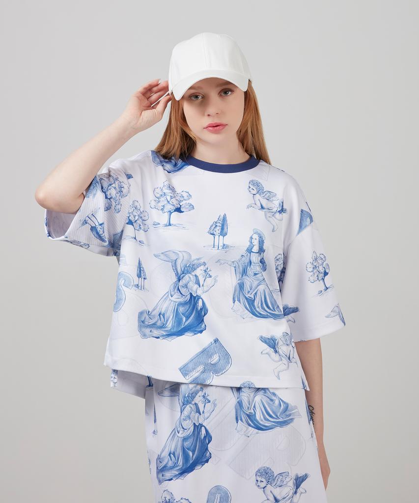 SSQR Women'S Print T-Shirt & Skirt Set Seska_Bl