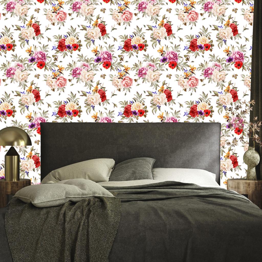 Colorful Peonies and Watercolor Wallpaper for Living Room and Bedroom 50x1000