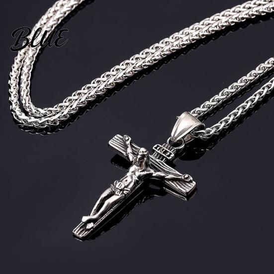 Women Necklace Jesus Pendant Men Cuban Chain Retro Stylish Religious