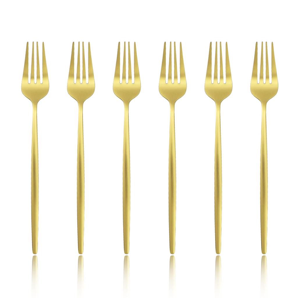 Silvere/Guldfläck Bestick Modern 6 st Rostfritt Stål Middagsgaffel 8,2 Tum Camping Middagsservis Set Bordsartiklar Ätredskap