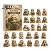 Cute Sloth Pendant Set Advent Calendar, 24Pcs Acrylic 2D Ornament Holiday Collectibles with Vintage Warm-Tone Designs, Christmas Tree Hanging