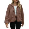 Women's Fashion Casual Stacked Lapel Single Button Fleece Sports Sweatshirt Jacket Outerwear
