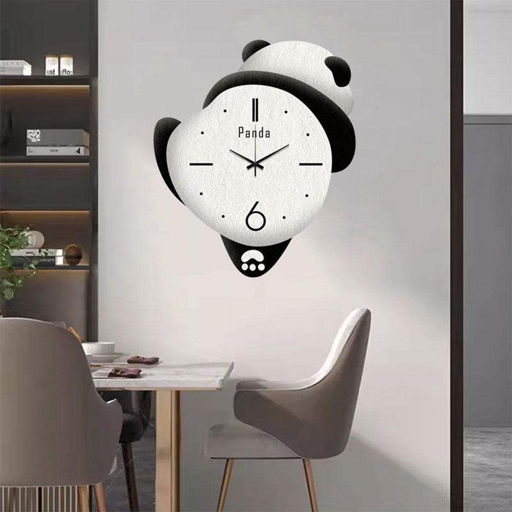 New Cute Panda Wall Clock Creative Silent Living Room Bedrooms Decorations Learning Nurseries Home Cartoon Clock Kids M2Y8