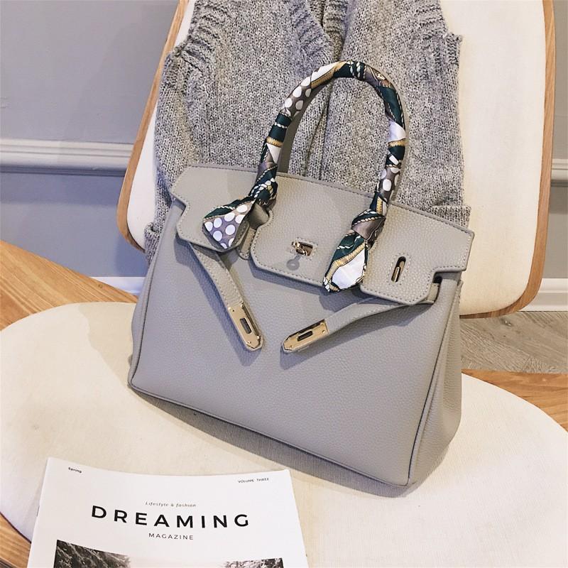 Cross Border Large Capacity Hand-held Lychee Patterned Women's Bag 2026 New Fashion Scarf Kelly Shoulder Crossbody Bags