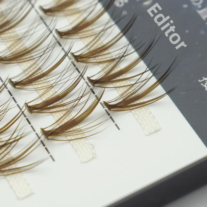 Duomao Coffee Caramel False Eyelashes, Natural Curl, Soft Segmented, 20 Pieces