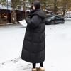 Nová zimní bavlnou polstrovaná bunda pro ženy, Dlouhá péřová bunda, Zesílený volný chlebový kabát nad kolena a ke kotníkům, Bavlnou polstrovaná bunda