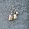 Set of 3 Large Rustic Iron Hanging Bells for Farmhouse Decor Cow Bell 2.5", 4.5", 5.5", Vintage Gold Christmas Ornaments with Jute Rope for Crafts