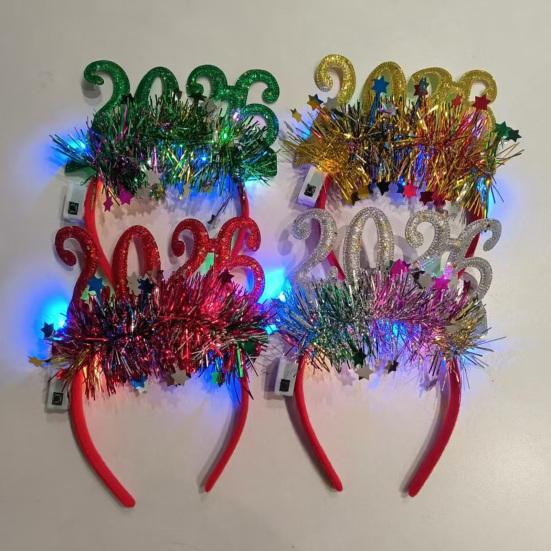 Yousheng Luminous Headband 2026 Glitter New Year Hair Clips Adjustable Sparkling Number Embellishments Shiny Surface Hair Hoop Party Accessories