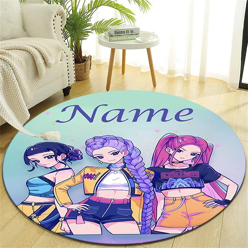 Personalized K-KPop Demon Hunters Round Chair Office Rug - Perfect for Mat, Office Chair & More - Ideal Gift for Birthdays and Holidays