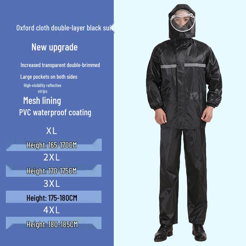 Shangqiu Reflective Raincoat & Pants Set - Waterproof, Durable, Full-Body Protection for Motorcycle Riding, Flood Control, and Labor Safety.