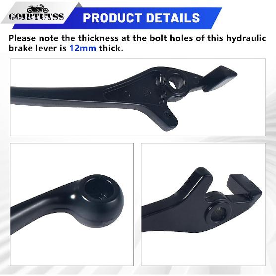 Right Hydraulic Disc Brake Lever Replacement for Dirt Pit Bike 90cc-125cc Handle 8mm ID Bolt Hole 12mm Thick