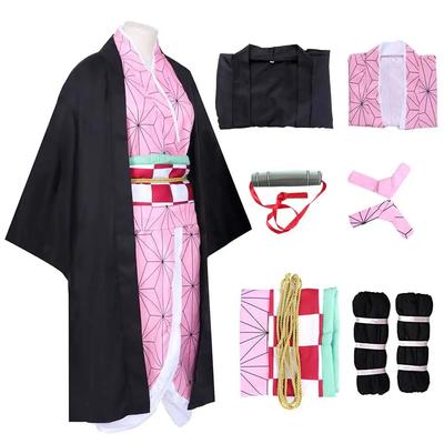 Adults Kids Demon Slayer Nezuko Tanjiro Cosplay Costume Outfit Set Kimetsu No Yaiba Nezuko Kimono Halloween Costumes