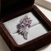 Marquise Stone Brooch Pin with Leaf Shape, Silver-Tone Branch Setting and 8 Cm Size for Lapel, Coat or Dress Accent