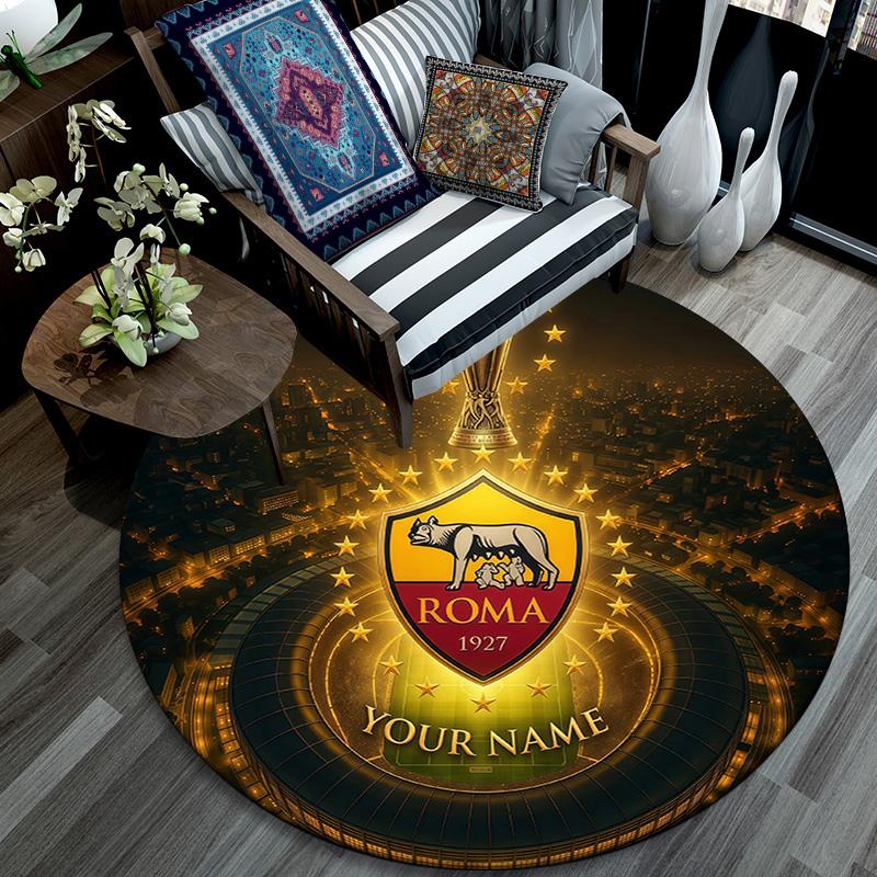 Tapis rond personnalisé AS Roma, Tapis pour salon, chambre à coucher, canapé, salle de jeux, Tapis de sol antidérapant