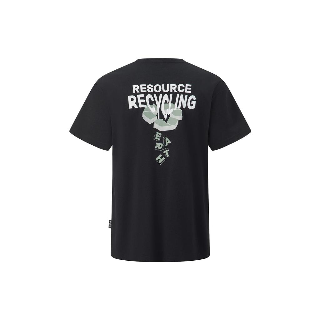 Li Ning Letter Print Loose Round Neck Short Sleeve T-Shirt Unisex T-Shirt Black AHST131-2
