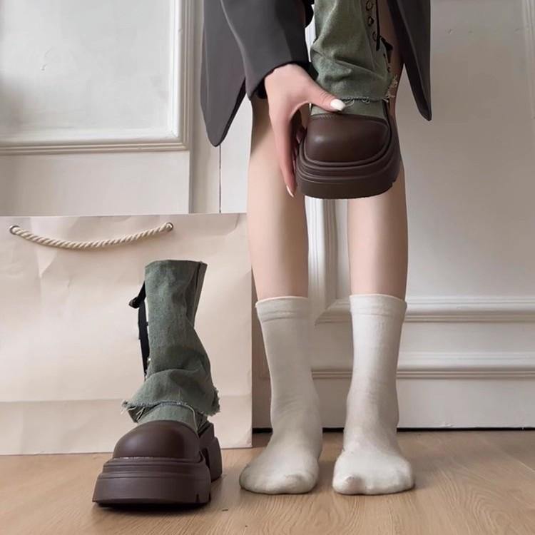 British Style Platform Soles Thick Heel Trousers Boots Boots Women's 2025 New Summer and Autumn with Skirts Western Denim Martin Boots