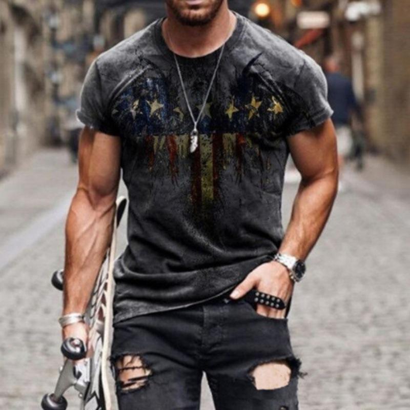 Men's T-shirt Loose Casual New Playing Cards Printed Tops Men's Large Size T-shirt