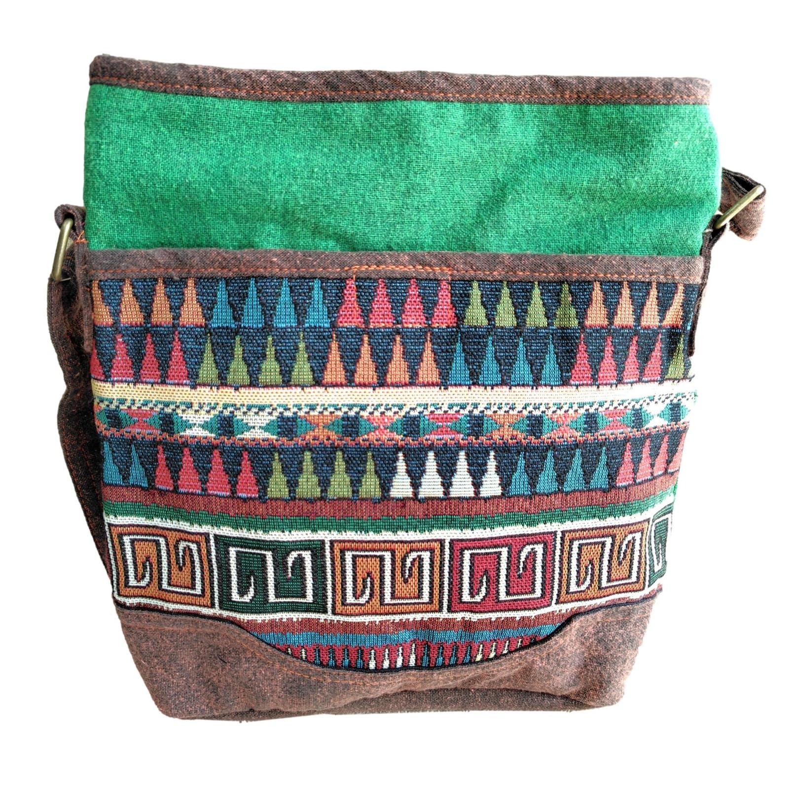 

Cazycazun Ethnic Embroidered Shoulder Bag, Handmade-Look Ethnic Tote Bag, Fabric, Casual, Crossbody (Green)