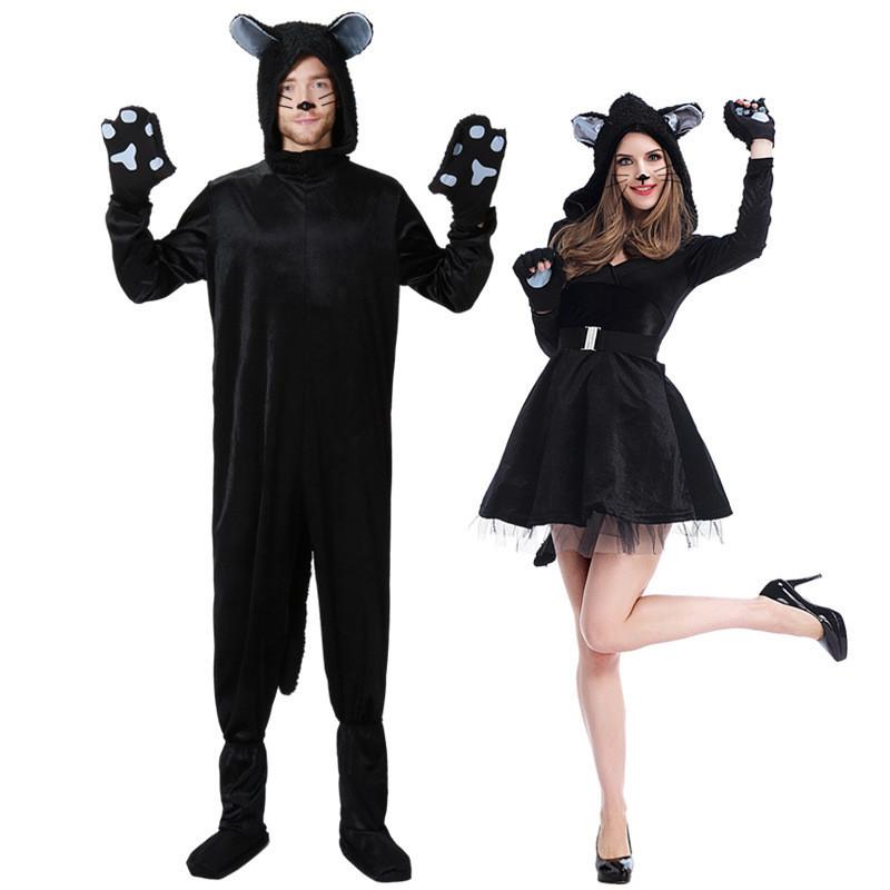 Game Themed Black Cat Costume For Adults With Polyester Fabric For Halloween Party Dress Up