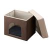 iMedia Pet House Stool Pet House Foldable Compact Seat Cushion with Cushion Ottoman Dog Cat Cat Stylish 380 X 300 X 320 Mm Beige