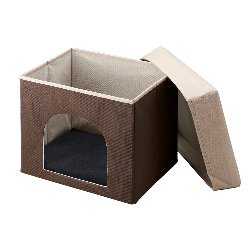 iMedia Pet House Stool Pet House Foldable Compact Seat Cushion with Cushion Ottoman Dog Cat Cat Stylish 380 x 300 x 320 mm Beige