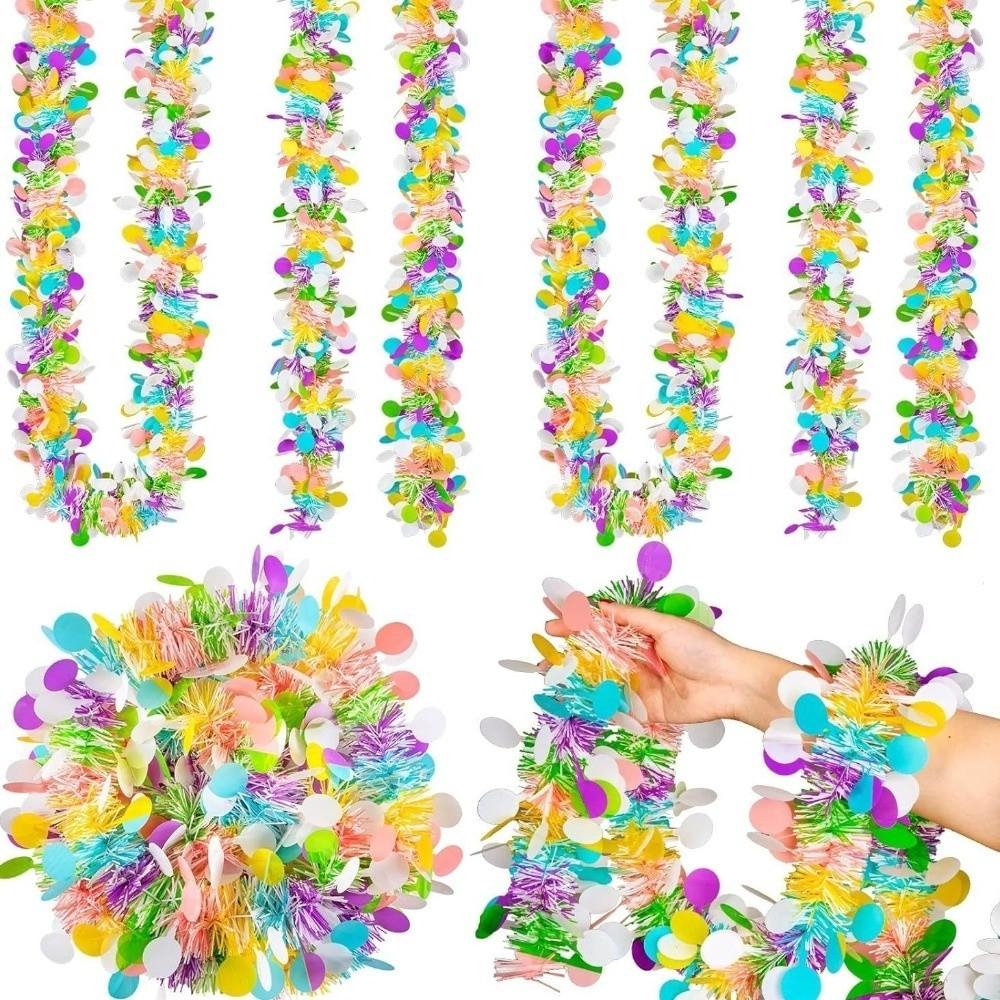 Colorful Eggs Spring Easter Garlands Stripe Glitter Hanging Ornament  Mantle Decor