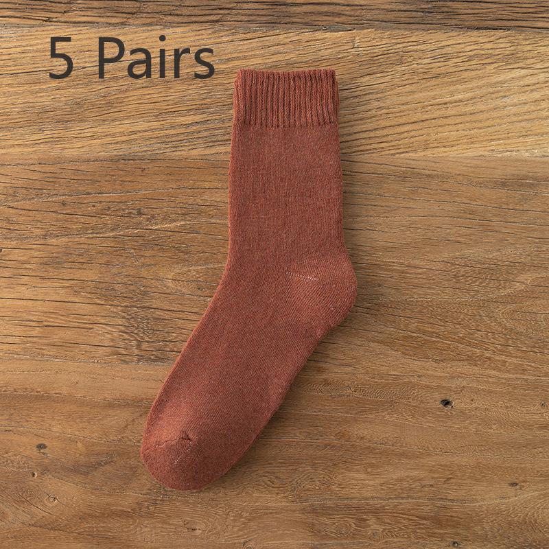 5 Pairs of Thickened and Fleece Warm Loop Socks, Mid-calf Sweat-absorbing and Breathable, Suitable for Both Men and Women, Versatile Towel Socks