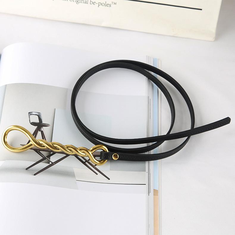 Fashion Gold Twists Knot Decoration Women Thin Belt For Fashion Dress And Summer Outfits