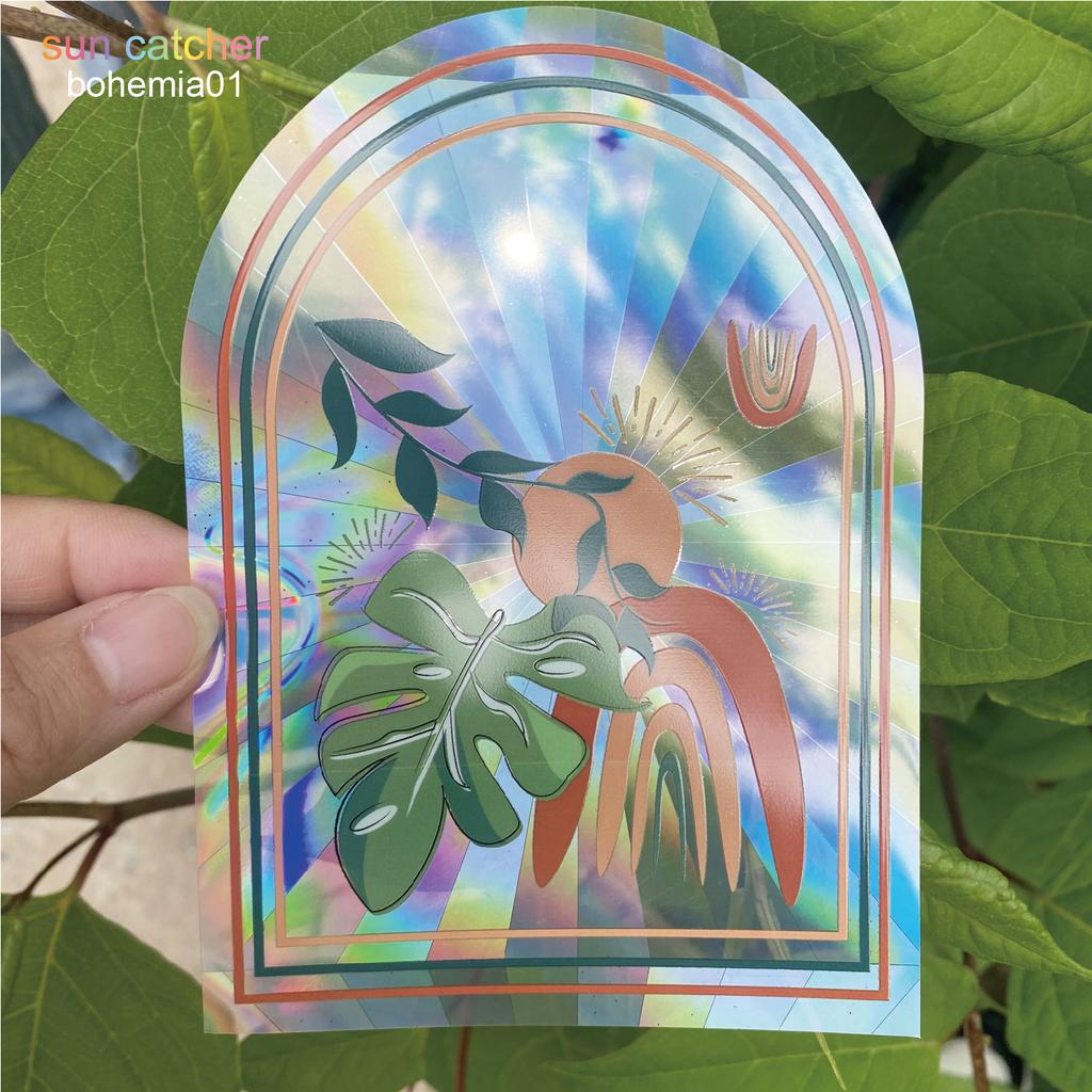 Sunflower Suncatcher Window Big Sticker Star Moon Evil Eye Sunlight Catcher Butterfly Sun Catcher Cat Rainbow Film for Car Glass