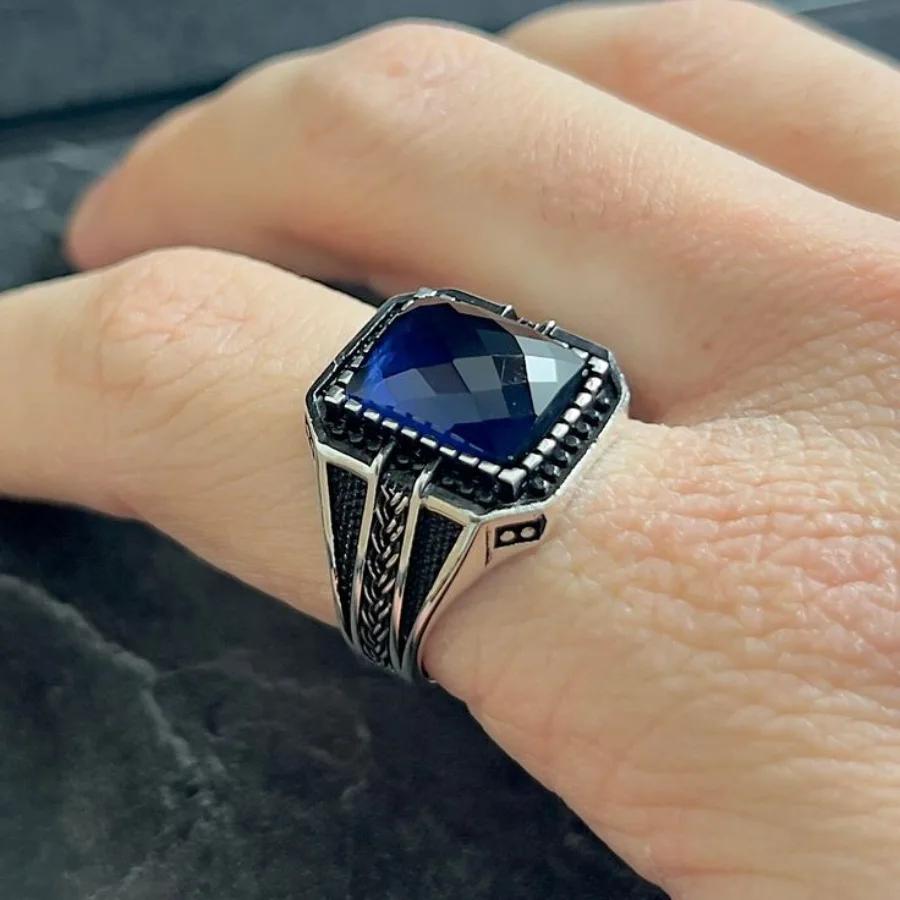 Neuer Retro-Ring aus Legierung mit Zirkonia-Einlage für europäische und amerikanische Männer