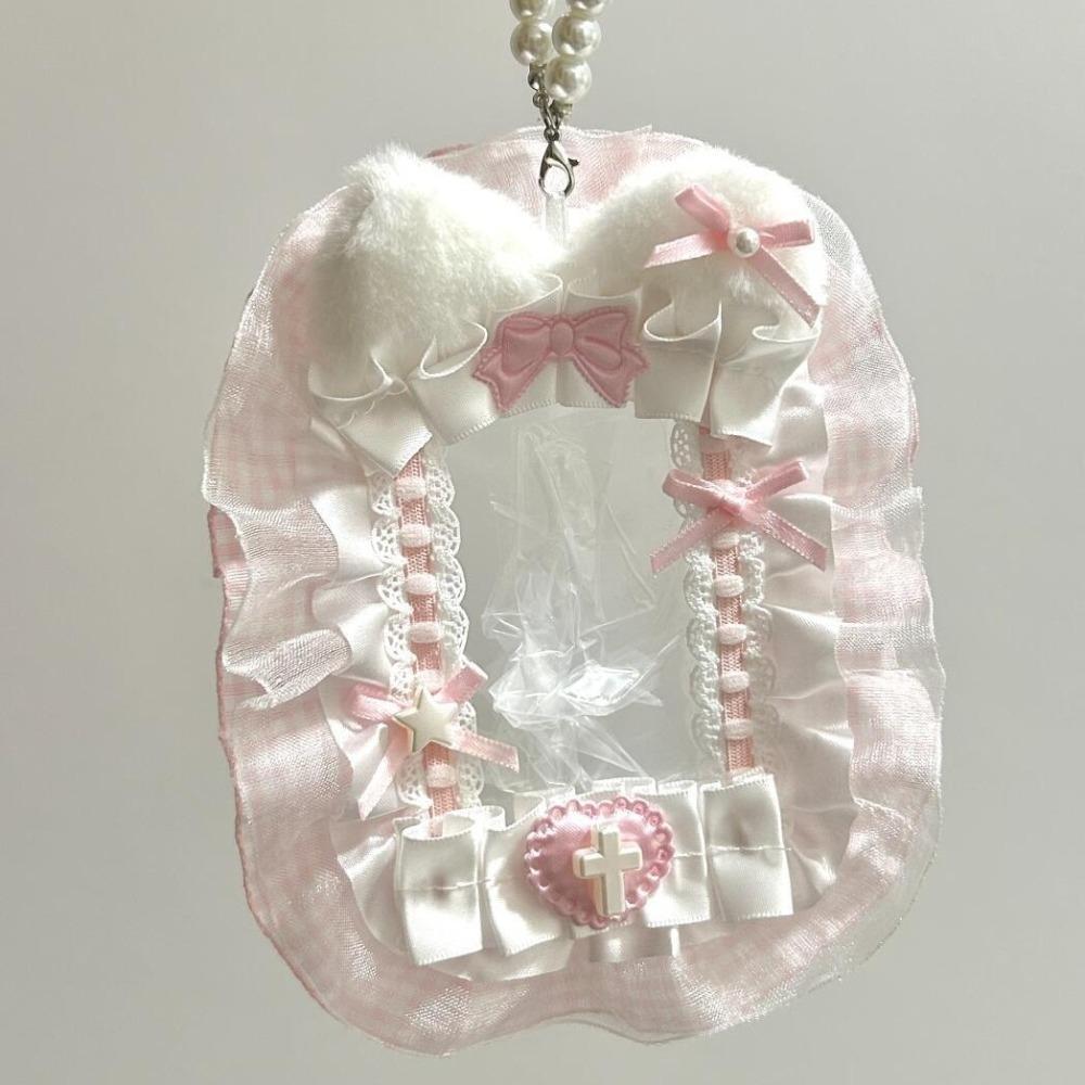 Kawaii DIY Card Holder Lolita with Ribbon Lace Photocard Case Handmade Idol Display Photo Protector Case Card