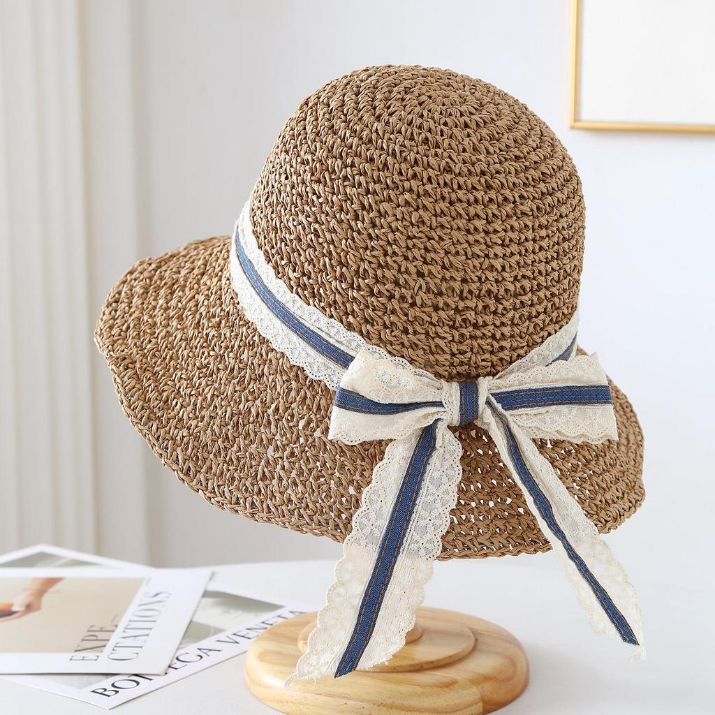Women's Large Brim Foldable Breathable Straw Sun Hat for Summer Travel & Vacation