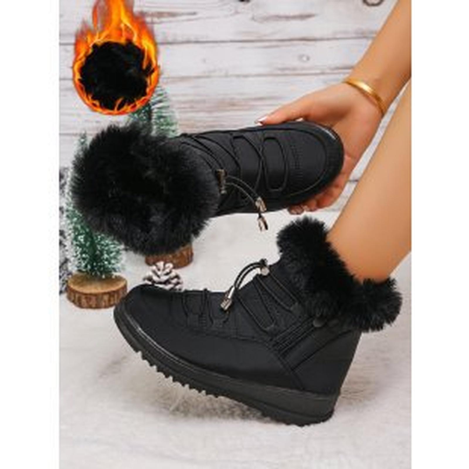 

Women s Winter Snow Boots - Plus Size Rubber Mid-Calf High-Top Cotton Shoes 36 чёрный