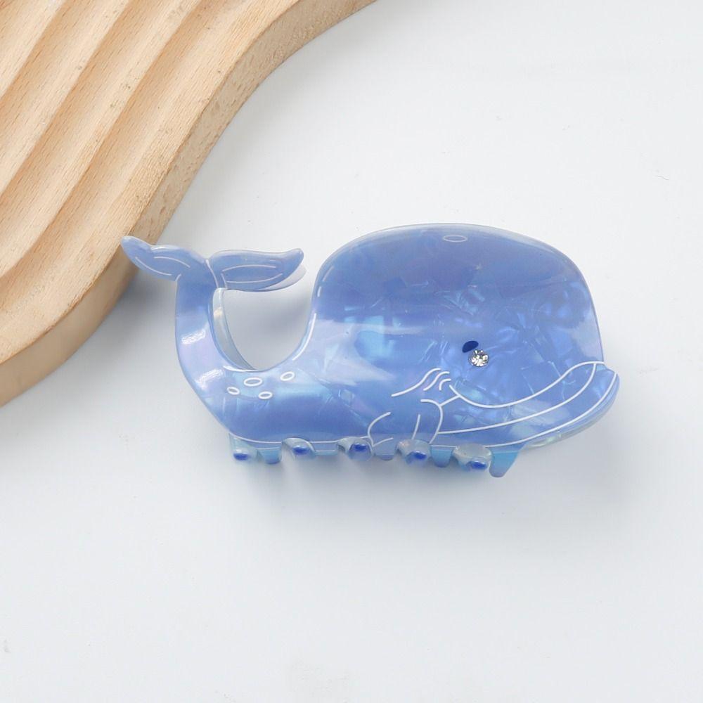 Whale Dolphin Hair Clip Blue Sea Creature Animal Hair Claw Creative   Girl