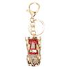 Car Keychain Multi Purpose Czech Rhinestones Stylish Cute Metal Button Shiny Fashion Bag Keychain for DecorationRed
