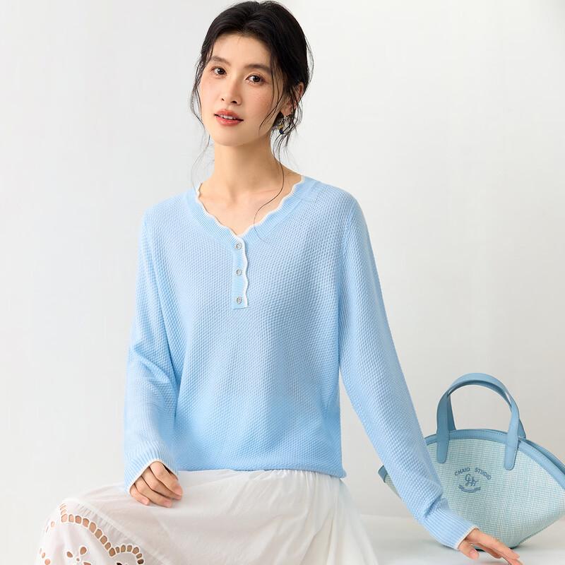 Elegant Mulberry Silk Blend V-Neck Knit Top L